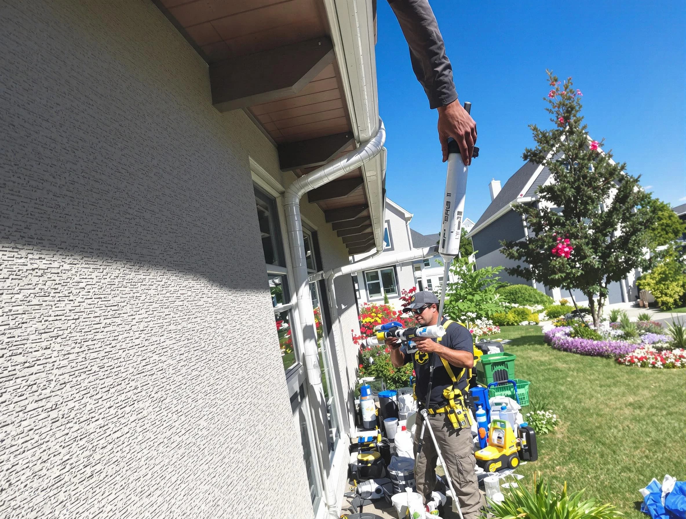 Reinforced downspout bracket installed by Shaker Heights Roofing Company in Shaker Heights, OH