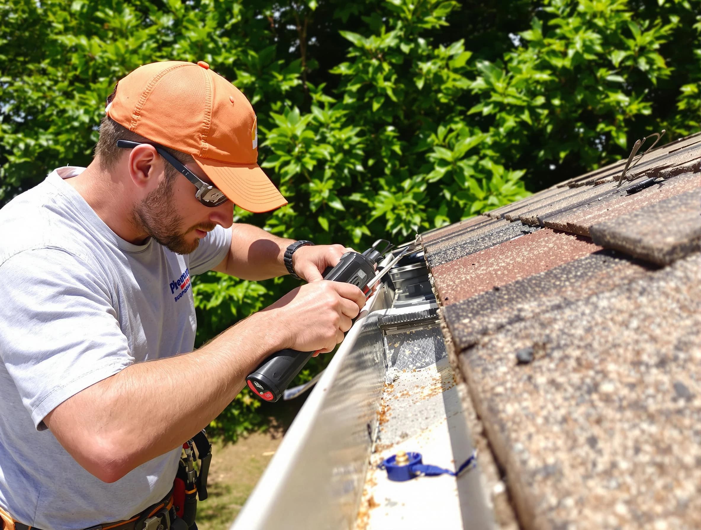 Shaker Heights Roofing Company specialists conducting a gutter repair in Shaker Heights, OH