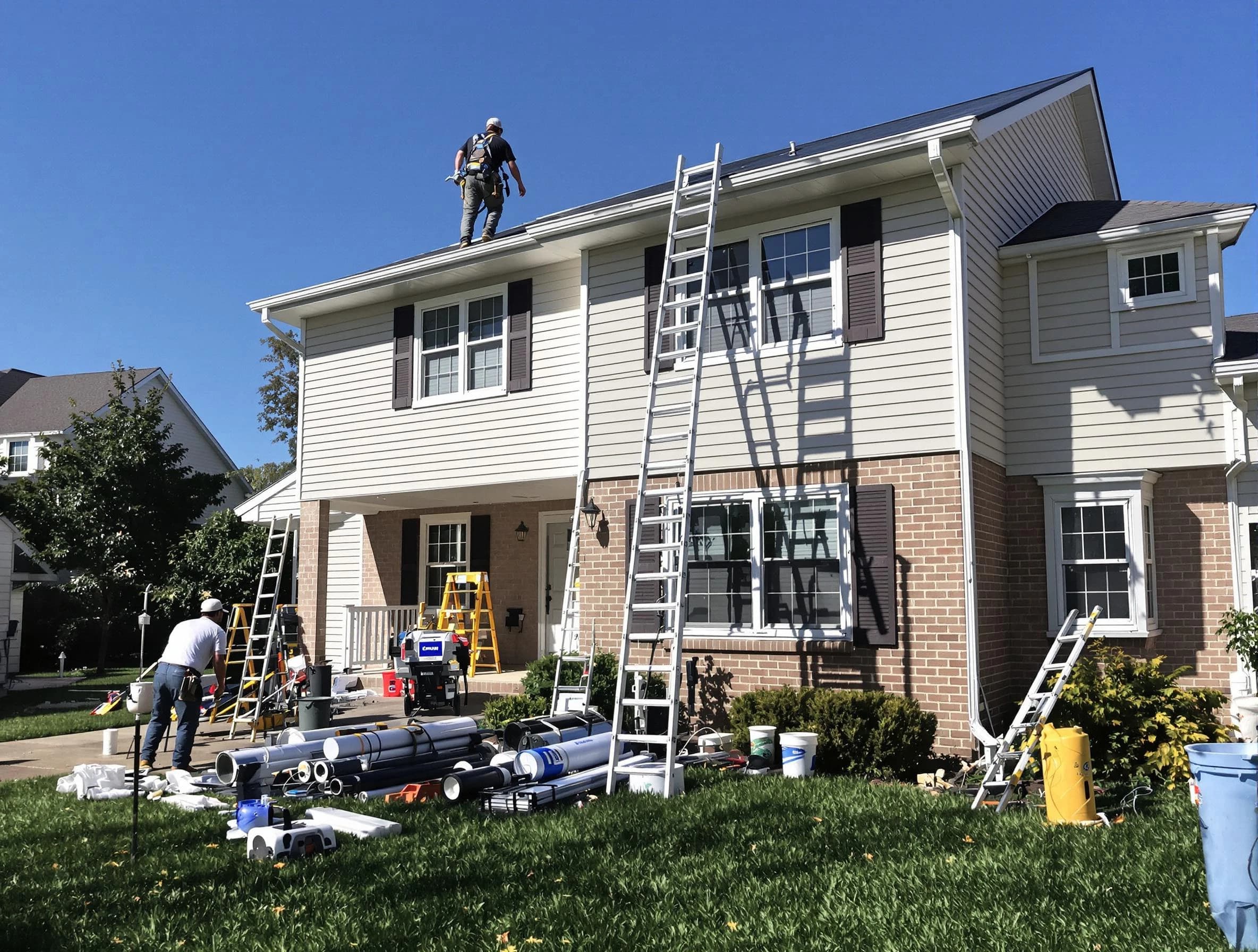 Shaker Heights Roofing Company completing a gutter replacement in Shaker Heights, OH