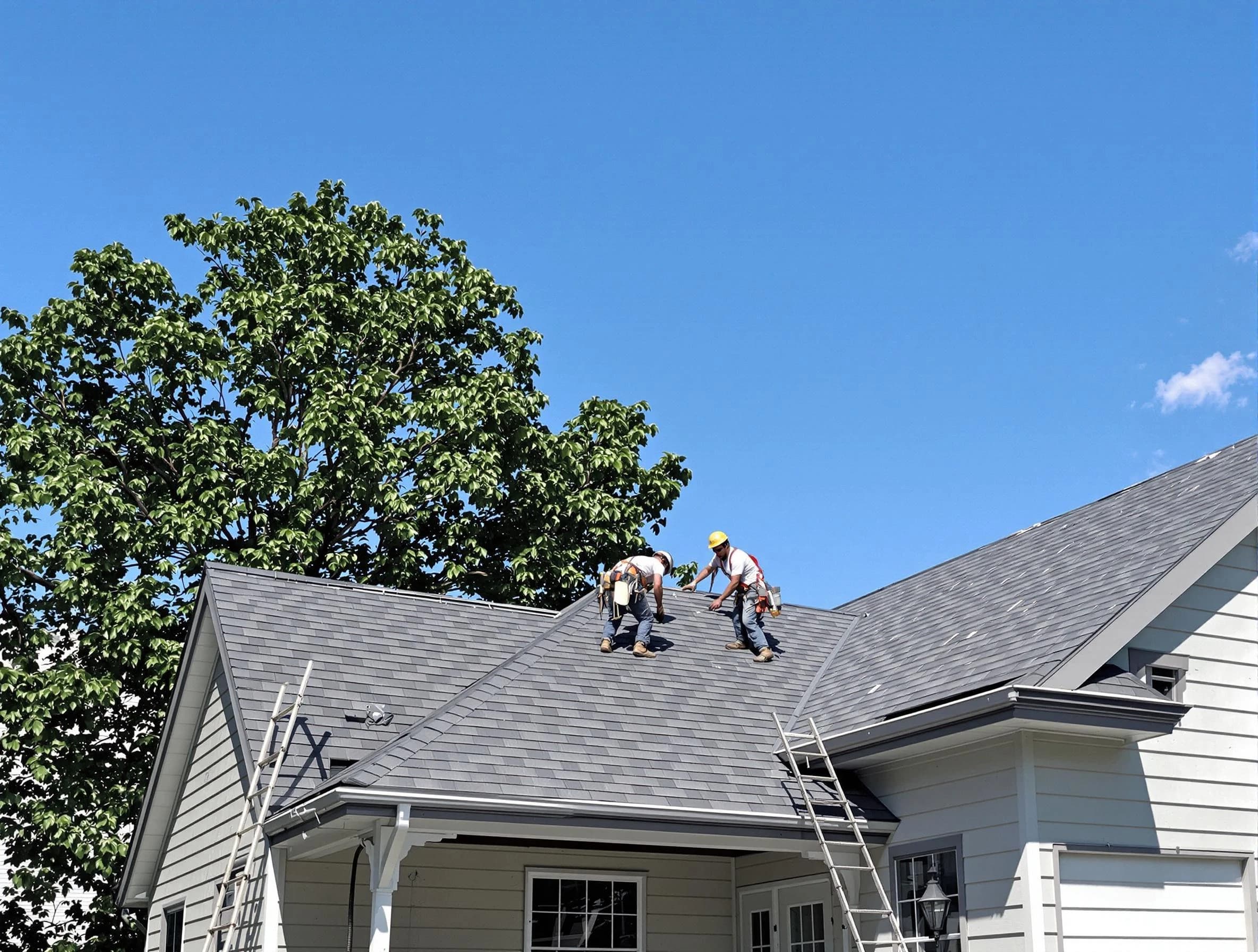 Shaker Heights Roofing Company crew finalizing a roof installation in Shaker Heights, OH