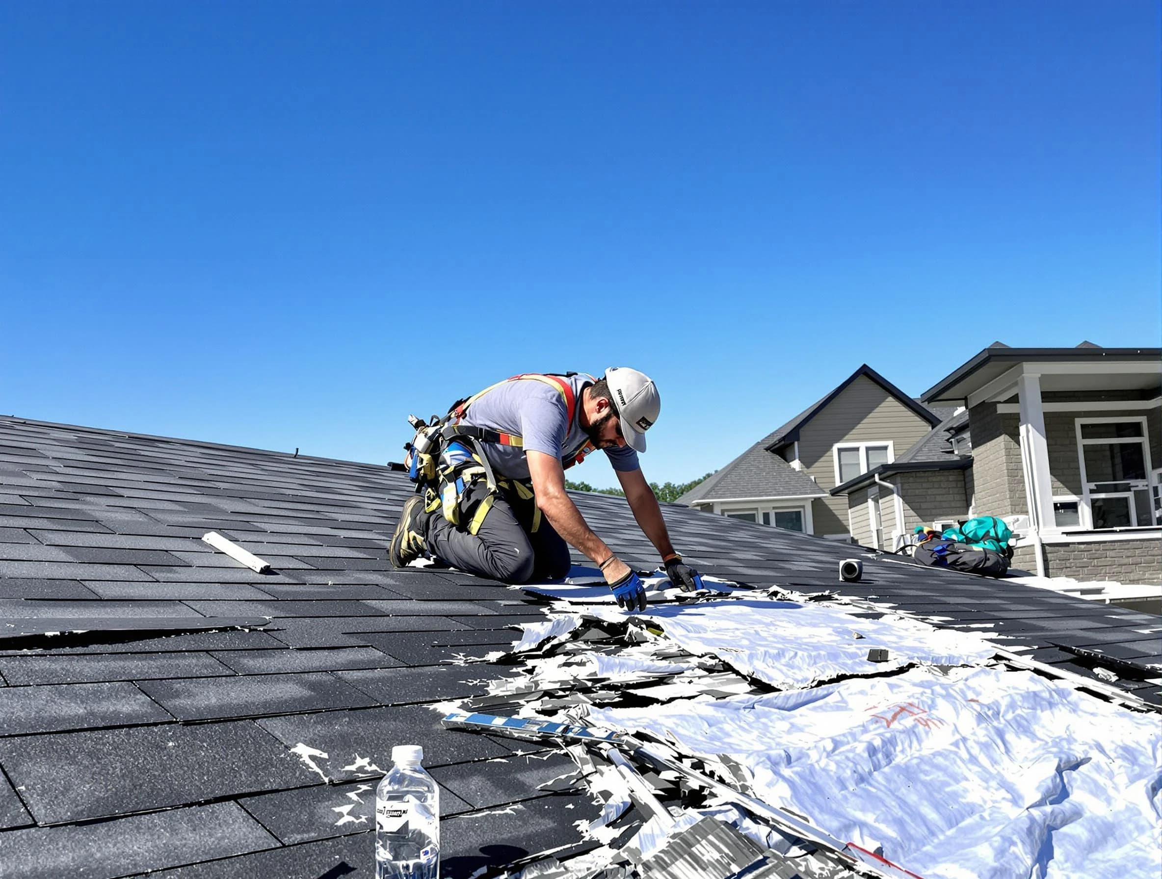 Shaker Heights Roofing Company repairing a roof section in Shaker Heights, OH