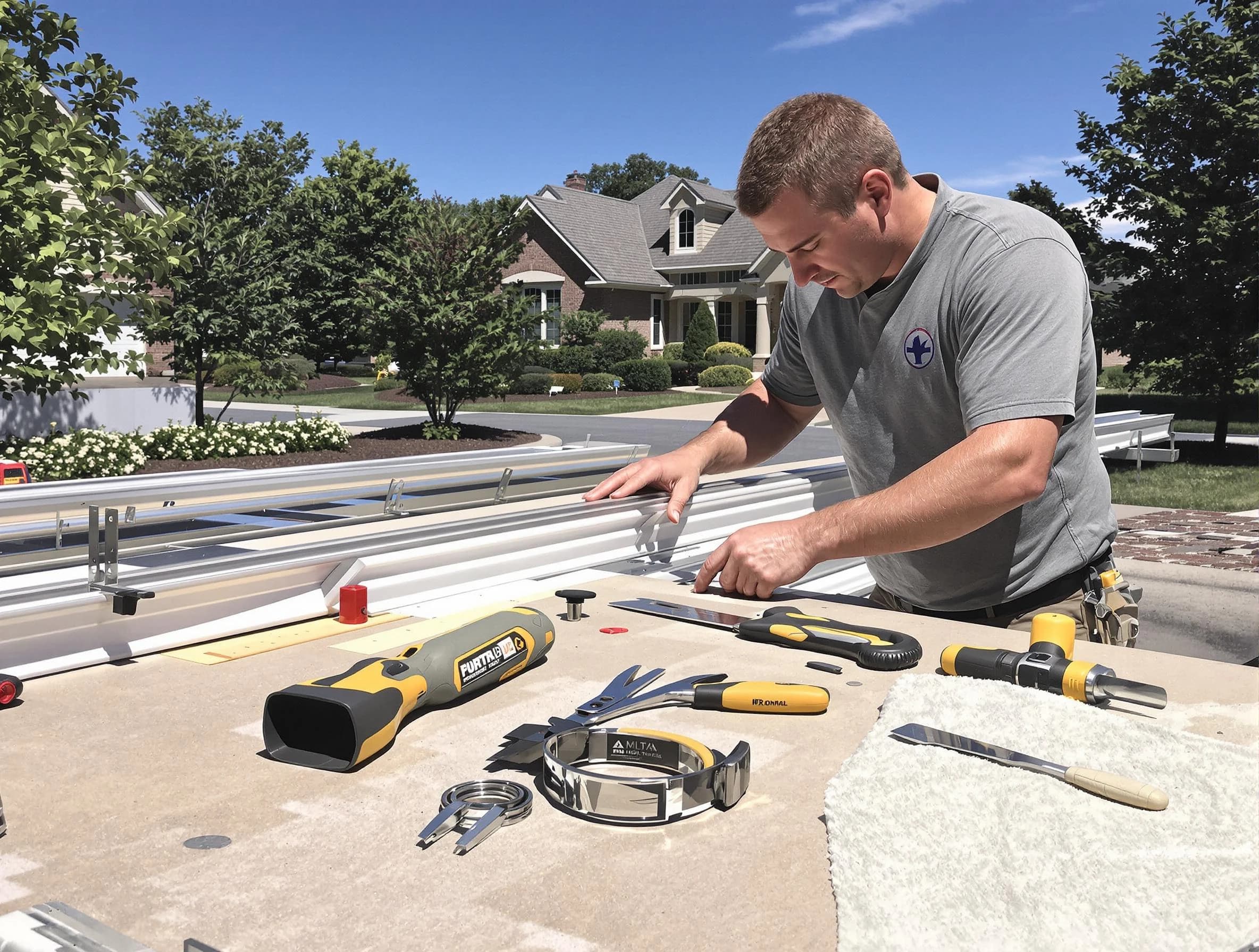 Freshly installed seamless gutter by Shaker Heights Roofing Company in Shaker Heights, OH